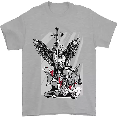 Buy St Michael Killing The Devil Christian God Mens T-Shirt 100% Cotton • 8.49£