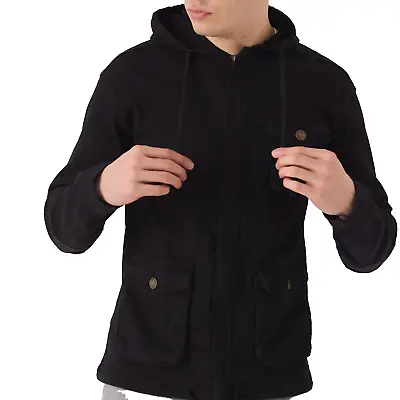 Buy Mens Denim Jacket Classic Western Multi Pocket Hooded Casual Jeans Jackets Coat • 21.99£