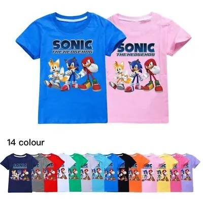 Buy Sonic The Hedgehog T-Shirt Kids Boys Girls Short Sleeve Tee Shirt Casual Tops UK • 8.63£