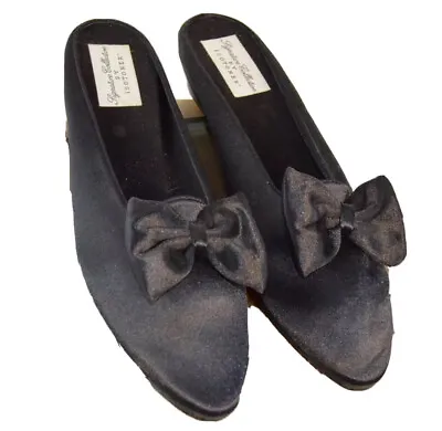 Buy Glamour Slippers Black Satin Bow Sexy Night Slippers • 43.43£