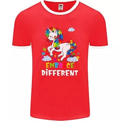 Buy Autism Unicorn Embrace Different Autistic Mens Ringer T-Shirt FotL • 11.49£