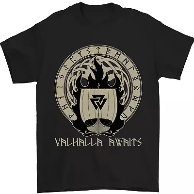 Buy Vikings Valhalla Awaits Valknut Symbol Odin Mens T-Shirt 100% Cotton • 8.49£