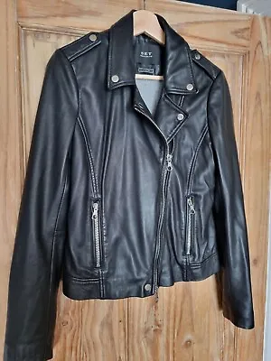 Buy SET Urban Deluxe Black Leather Jacket Small UK 14 Rrp £359 • 190£