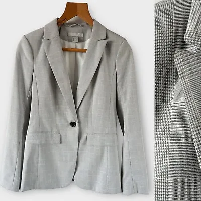 Buy H&M Blazer Jacket Size 32 Fit XXS 4 6 Grey Check Tailored Preppy Work Smart • 12.99£
