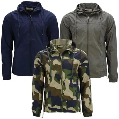Buy Mens Wind Breaker Jacket Lighweight Hooded Full Zip Long Sleeve Jackets S-2XL • 11.99£