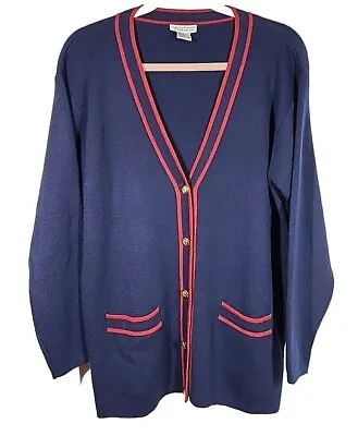 Buy Womens Talbots 80s Merino Wool Navy Blue Sz S Knit Cardigan Button Up Sweater • 15.07£