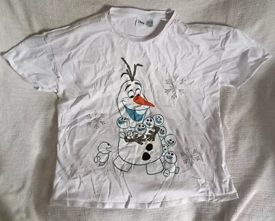 Buy Ladies Disney Frozen Olaf T-Shirt White Size L 14/16 • 2.99£