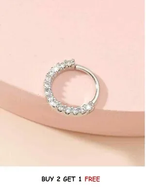 Buy Nose Ring Helix Ring Rhinestone Sparkle Cartilage Tragus Small Earring Nose Hoop • 3.99£