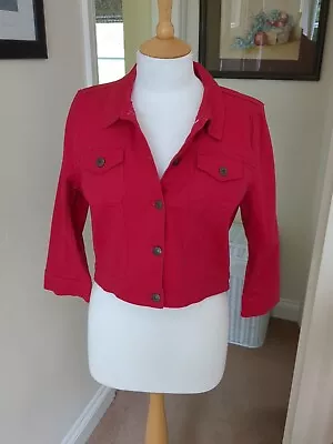 Buy Red Herring Red Cotton Denim Jacket Size 14 NWOT • 15£