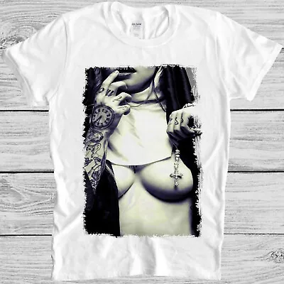 Buy Sexy Naked Nun Cross Tattoo Meme Music Movie Gift Tee T Shirt M1124 • 6.35£