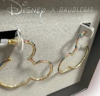 Buy BNIB Disney X BAUBLEBAR Hoop Earrings Mickey Mouse Multi Colour Hoops DIAMANTÉ • 59.99£