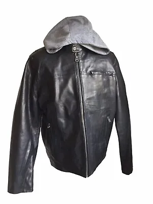 Buy LEVI'S Faux Leather Racer Jacket Hooded Black Men's L • 23£