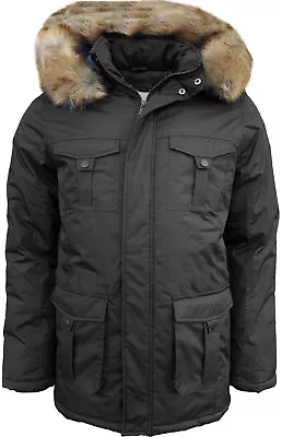 Buy Men's Heavy Parka Jacket Winter Warm Detachable Fur Coat Zip Up Outwear New  • 32.99£