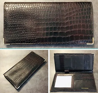 Buy Vintage Real Leather Embossed Crocodile Jacket Bi Fold Chequebook Wallet CC • 15.95£
