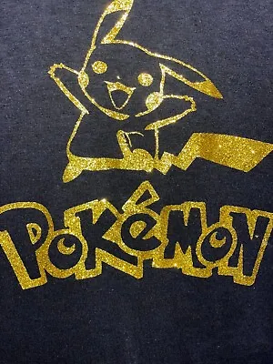 Buy Pokemon Childrens Teens T-shirt Glitter  Boys Girls Unisex 2-13 Years Bling • 8.99£