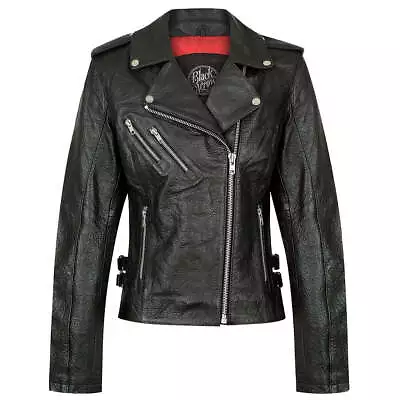 Buy Black Arrow Gypsy Ladies Leather Motorcycle Motorbike Jacket Black • 316.03£