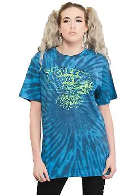 Buy Green Day T Shirt Dookie Line Art Band Logo New Official Unisex Tie Dye Blue • 17.95£
