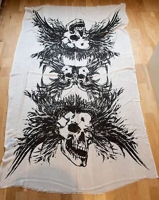 Buy Large Skull Print Scarf White Black Wrap Bandana Stole Men Women BNWT 40  X 68  • 9.99£