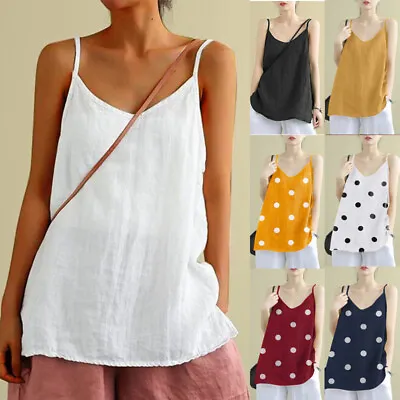 Buy Womens Sleeveless Loose Vest T Shirt Ladies Basic Cami Camisole Blouse Tops Tee • 3.10£