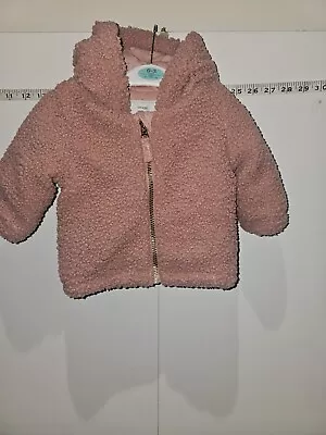 Buy Baby Girls Pink Teddy Bear Ears Hooded Fleece Jacket Coat Age 0-3 Months George  • 2.99£