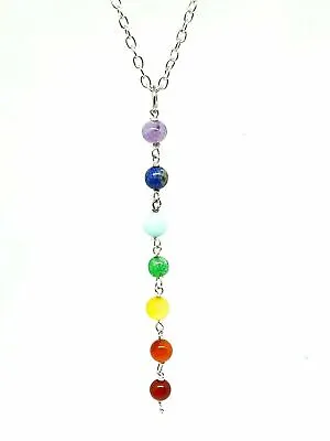 Buy 7 Chakra Gemstone Necklace Pendant Silver Healing Crystal Meditation Jewellery • 4.75£