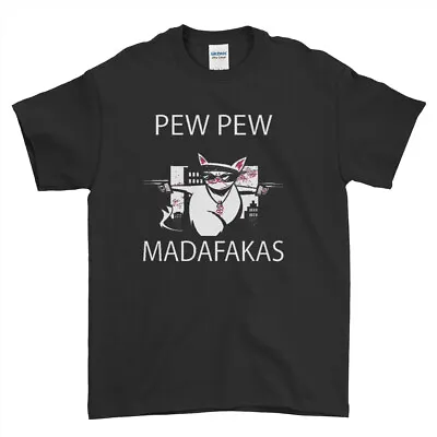 Buy Pew Pew Madafakas T-shirt Funny Cat Lover Vintage Retro Mens Womens Kids Tee Top • 12.99£