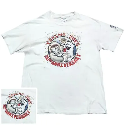 Buy Vintage Eskimo Joes 1995 Graphic Print T-Shirt Adult Size L 20th Anniversary Tee • 19.99£