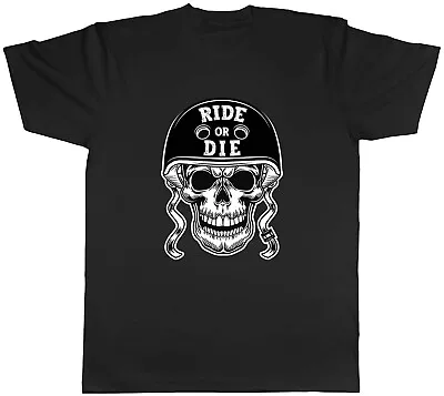 Buy Ride Or Die Skull Head With Bike Helment Black Mens Unisex T-Shirt Tee Gift • 8.99£