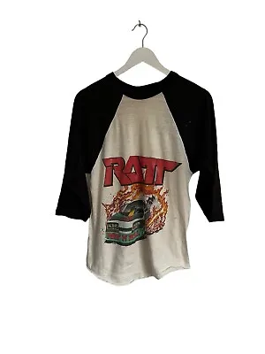 Buy Vtg Single Stitch T Shirt RARE Cotton 80s Ratt Band Tee Car Flame Signal M S 87 • 119.99£