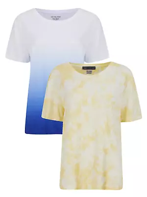 Buy Brand New Ex M&S Ladies Tie Dye Relaxed Fit Tshirt 2 Colours Sizes 8-20 • 8.95£