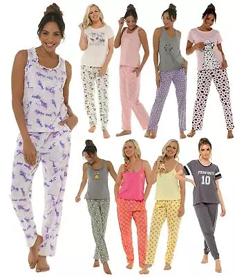 Buy Jersey Cotton Long Pyjamas Ladies Short Sleeve Pyjama Set PJs Nightwear • 16.99£