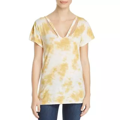 Buy Elan Womens Yellow Cut-Out Tie-Dye Tee T-Shirt Top S  7185 • 2.36£