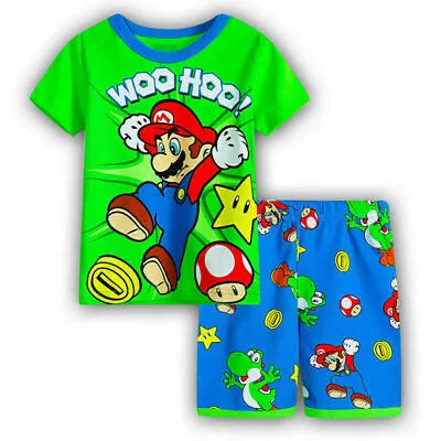 Buy Kid Super Mario Cartoon Boy Girl Tshirt Top Pants Casual Clothes Set Sleepwear♧ • 6.69£
