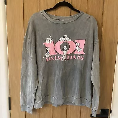 Buy Ladies ZARA Disney Merch 1001 Dalmatians Grey M Acid Wash Sweatshirt Festival • 10£