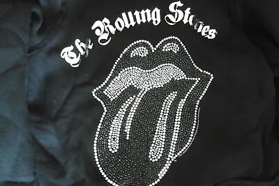 Buy *new* Amplified Rolling Stones Black + Silver Diamante Lick Black Hoodie Size M • 34.99£