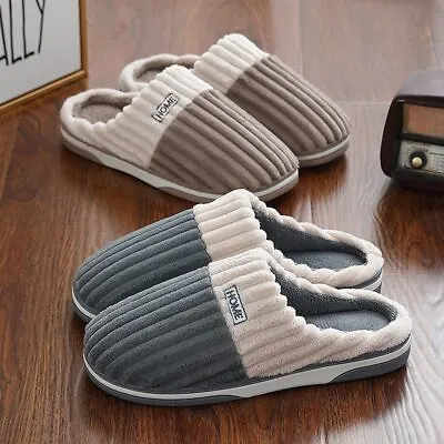 Buy Big Size Home Slippers Winter Warm Soft Comfort Shoes Casual Non-Slip Slides • 14.51£