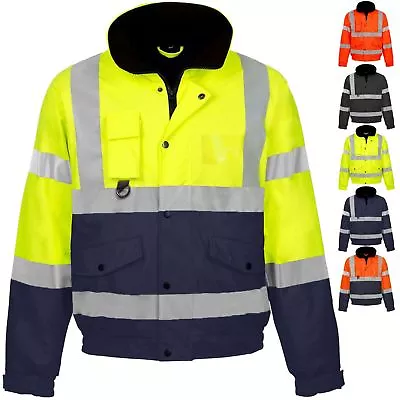 Buy Hi Viz Vis Visibility Safety Bomber Jacket Coat Contractor Highway Waterproof • 26.89£