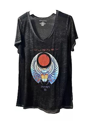 Buy Journey Japan 1981 Acid Wash Black Short Sleeve Tee T-shirt Top Women 2 2x • 0.78£