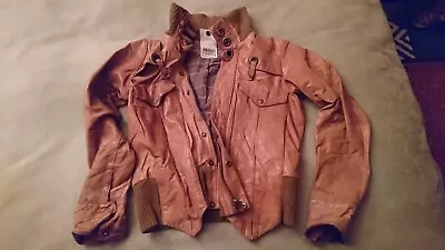 Buy Retro Vintage Look Mens Genuine Goats Leather Jacket Unisex Tan Brown • 22£