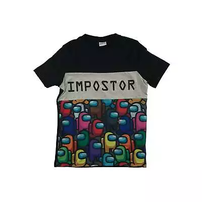 Buy F&F T-shirt Age 7 Black Among Us With Multicoloured Imposters Cotton • 3£