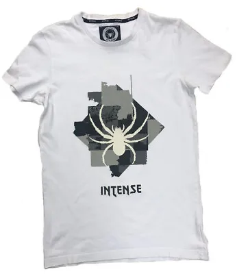 Buy White Cotton T Shirt  ‘Intense’ Brand Black Widow Logo • 14.99£