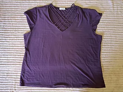 Buy Yours Ladies Womens Purple Tshirt Top With Cross Over Detail On Bust Size 24 • 4.50£