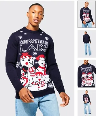 Buy Mens Funny Novelty Lads Night Out Christmas Jumper Size  New Xmas Large • 15£