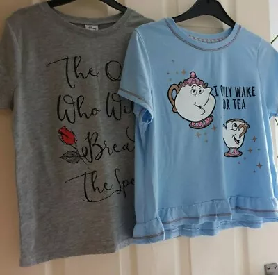 Buy Disney Primark Beauty And The Beast T-Shirt Grey, Blue Bundle Size 12,10-12 • 12£