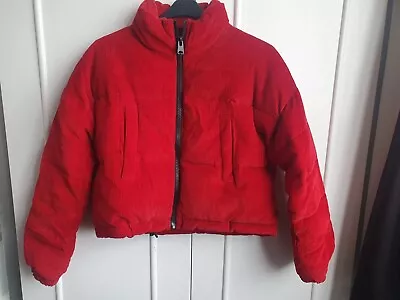 Buy Ladies Red Padded Corduroy Jacket With Pockets From Urban Outfitters Size XS • 5.99£