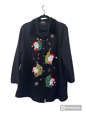 Buy Designers Originals Studio JOY Black Christmas Cardigan Sweater Santa’s XXL • 21.31£