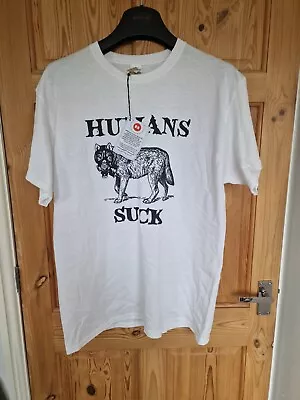Buy Mens BNWT White Wolf Slogan T Shirt Size L • 10£