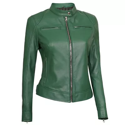 Buy Women New Fashion Ladies Classic Biker Style Sexy Cafe Racer Real Leather Jacket • 77.99£