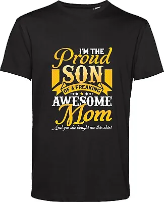 Buy Mother's Day T Shirt Proud Son Of A Freaking Awesome Mom Gift For Mom Son Top • 9.99£