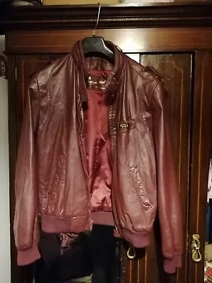 Buy Etienne Aigner Mens Medium Burgundy Vintage Leather Jacket • 20£
